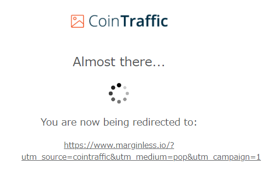 Coin Traffic のリダイレクトページ