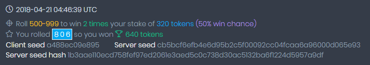 1回640tokensのベット
