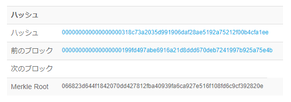 ブロックチェーンのハッシュ