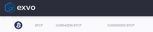 EXVOのBTCP残高