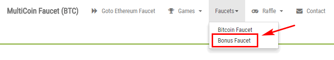 メニューにBonus Faucetが追加