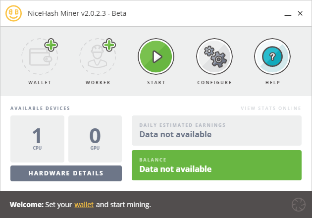 NiceHash Minerの起動