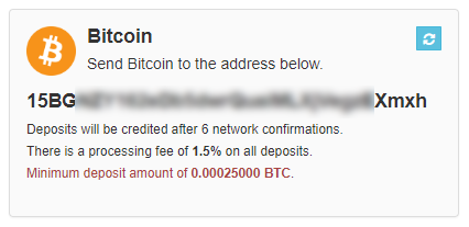 入金用のBTCアドレス