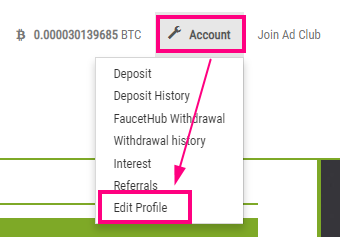 Edit ProfileからBTCアドレスを登録