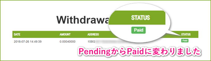 StatusがPaidに変更