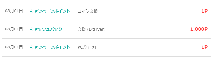 moppyからBitflyerでBTCに交換