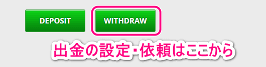 WITHDRAWボタンから出金の設定・依頼