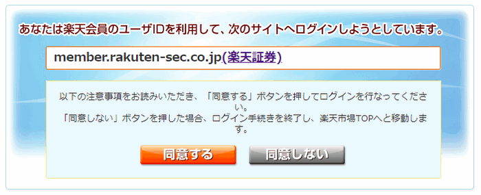 楽天会員ユーザIDと情報連携の同意