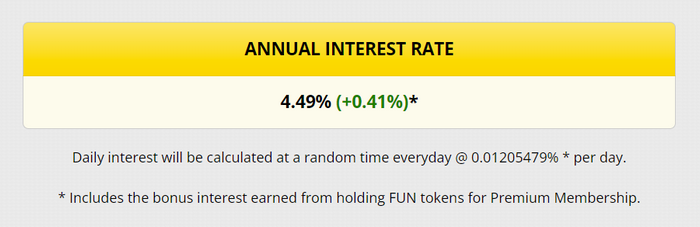 BTC残高に対する年率4.49%の利率